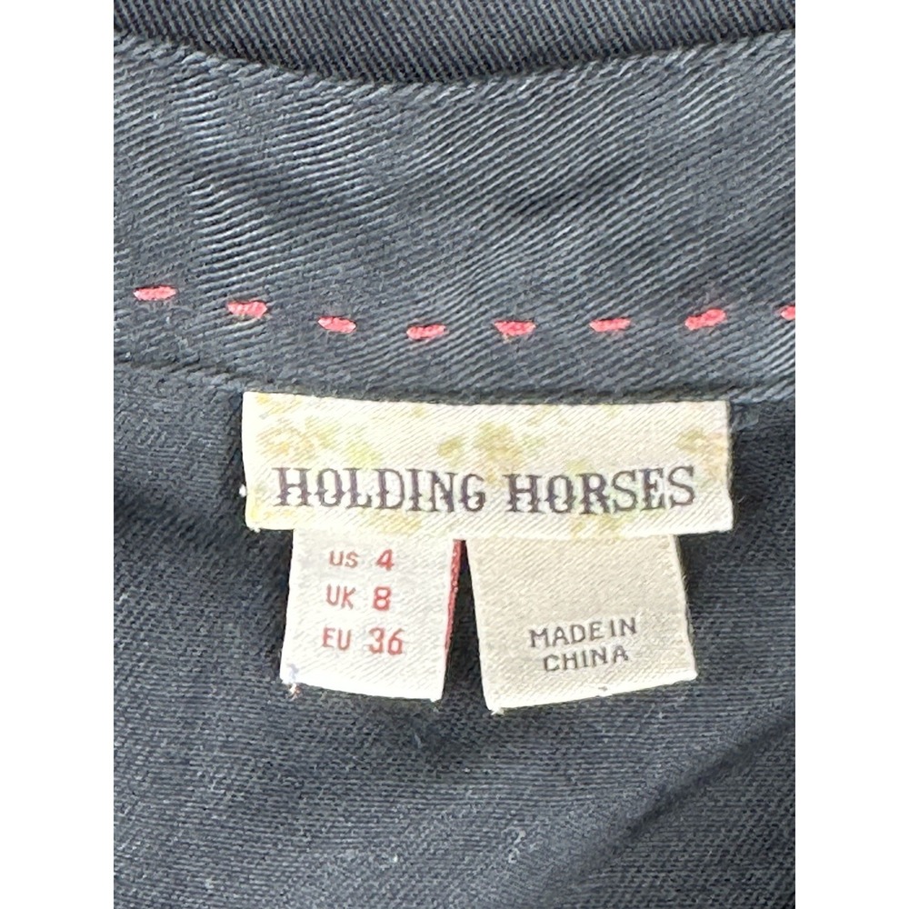 Anthropologie Holding Horses Embroidered Imogen Roll Up Sleeve Shirtdress Size 4 - Picture 8 of 8